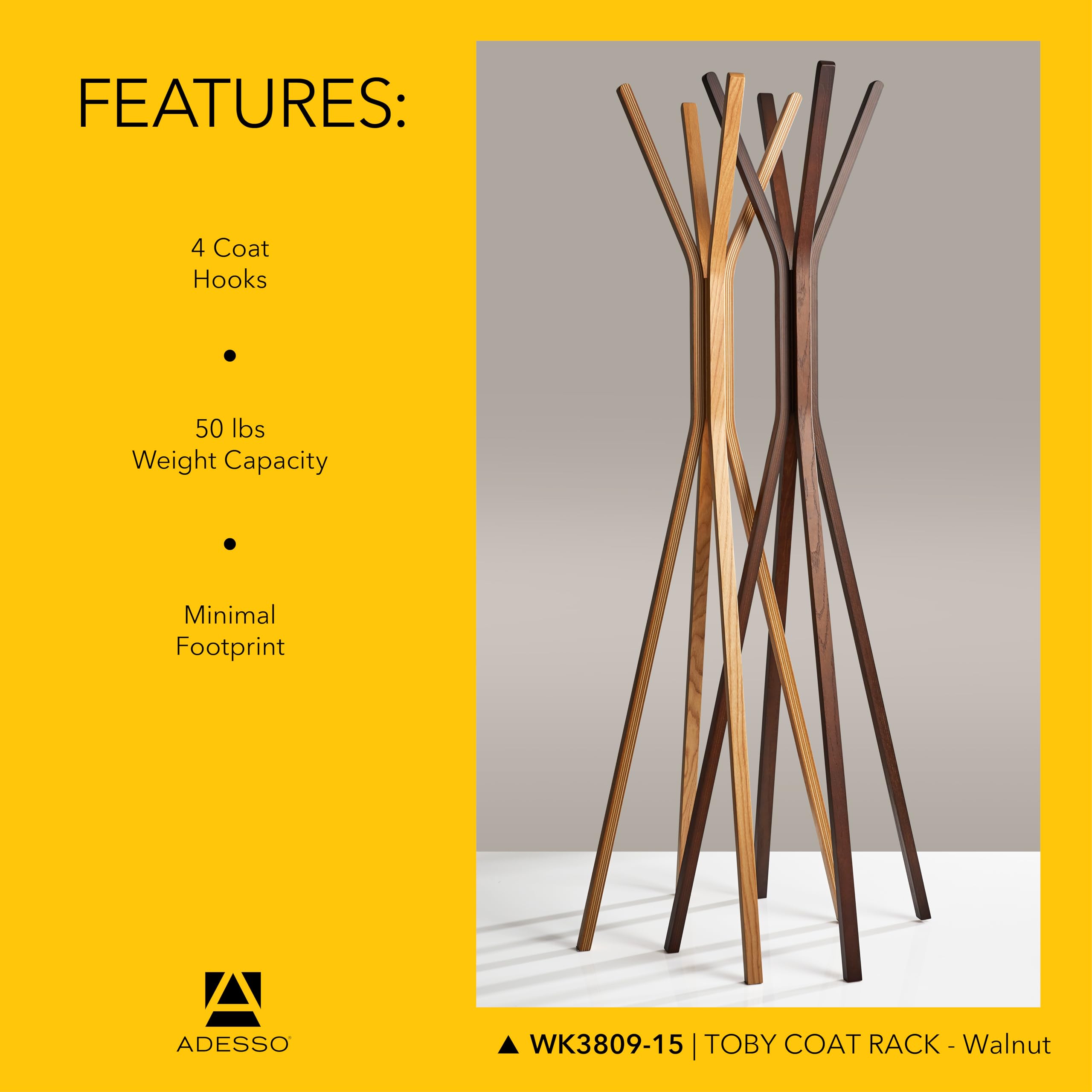 Amazon.com: Adesso Toby Coat Rack with Natural Oak Finish – Space